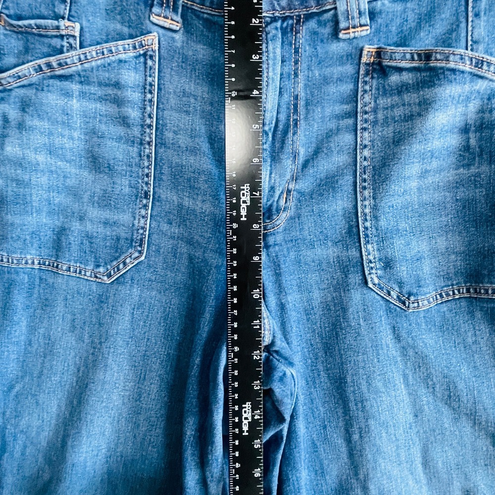American Eagle Wide Leg Jeans Womens 12 Long Medium Wash Patch Pocket Stretch - Picture 5 of 16